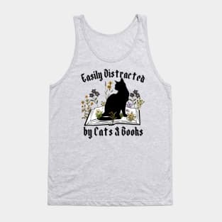 Easily Distracted by Cats and Books Tank Top